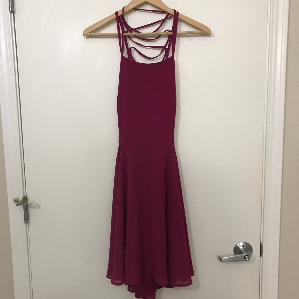 Lulus magenta lace-up dress
